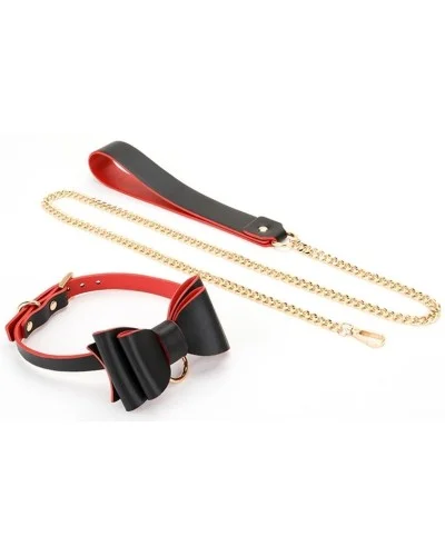 Collier Laisse Bowtie Noir et Rouge sextoys et accessoires sur La Boutique du Hard