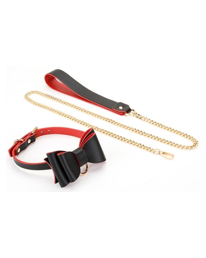 Collier Laisse Bowtie Noir et Rouge sextoys et accessoires sur La Boutique du Hard