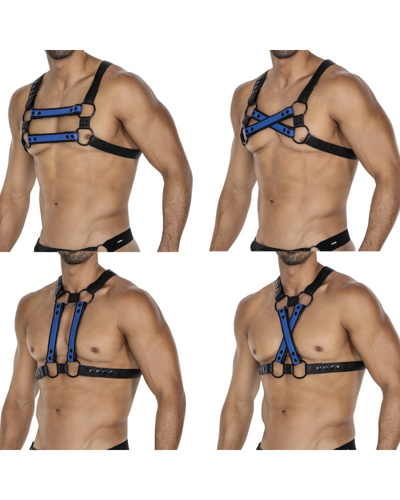 Harnais 4Way Noir-Bleu sextoys et accessoires sur La Boutique du Hard