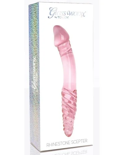 Gode en verre Rhinestone Scepter 23 x 3.6cm Rose sextoys et accessoires sur La Boutique du Hard