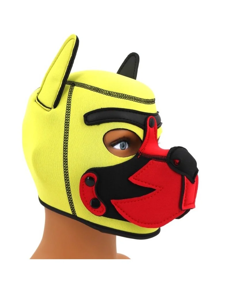 Cagoule Puppy Fox Néoprène Jaune-Rouge sextoys et accessoires sur La Boutique du Hard