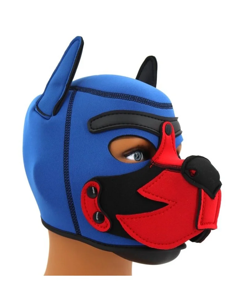 Cagoule Puppy Fox Néoprène Bleu-Rouge sextoys et accessoires sur La Boutique du Hard