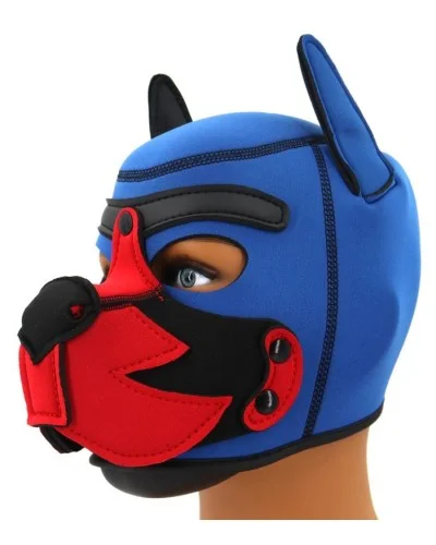 Cagoule Puppy Fox Néoprène Bleu-Rouge sextoys et accessoires sur La Boutique du Hard