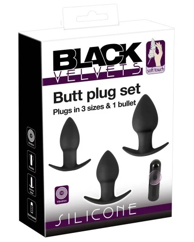 Lot de 3 plugs vibrants Silibutt Noirs sextoys et accessoires sur La Boutique du Hard