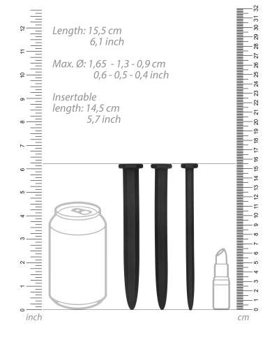 Pack de 3 Tiges pour uretre Rugged 14.5cm - Diametres de 9 a 16mm pas cher
