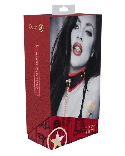 Collier-Laisse Milan Noir et Rouge sextoys et accessoires sur La Boutique du Hard