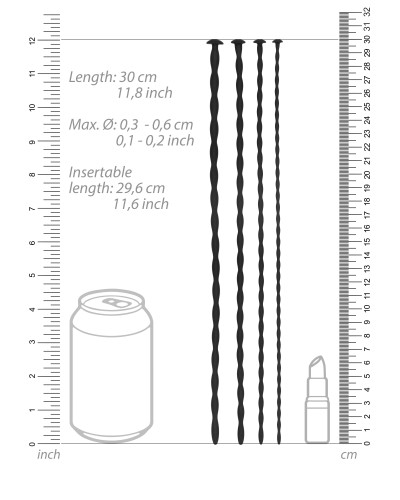 Pack de 4 tiges pour uretre Spiral Screw 30 cm - Diametres de 3 a 6mm pas cher