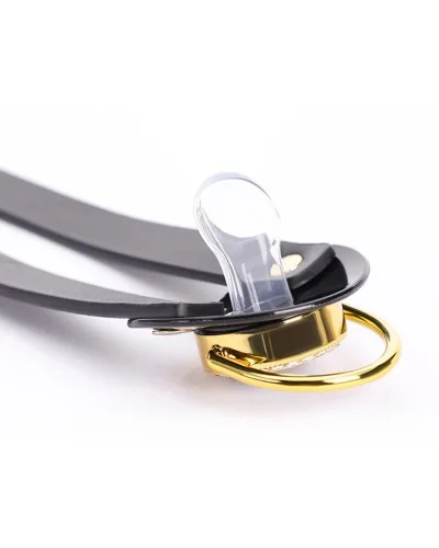 Bâillon-Tétine avec Pince-tétons Keepsum Noir-Doré sextoys et accessoires sur La Boutique du Hard