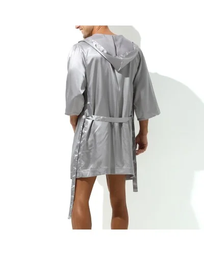 Peignoir effet satiné Long Slit Gris sextoys et accessoires sur La Boutique du Hard