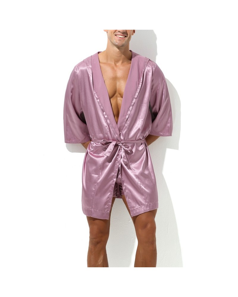 Peignoir effet satiné Long Slit Rose sextoys et accessoires sur La Boutique du Hard