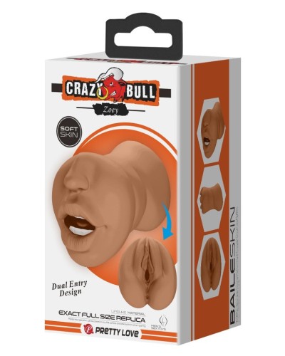 Masturbateur Pussy Crazy Bull Zoey 2 Entrées Marron sextoys et accessoires sur La Boutique du Hard