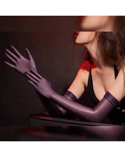 Gants Longs Transparents Glossy Smooth Violet sextoys et accessoires sur La Boutique du Hard