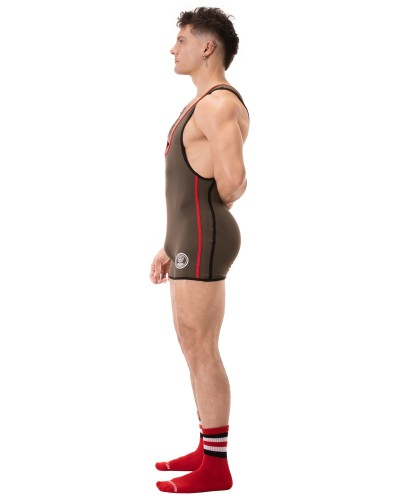 Combi Singlet Allan Kaki-Rouge sextoys et accessoires sur La Boutique du Hard