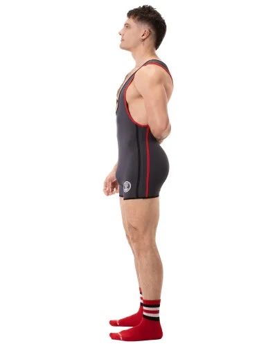 Combi Singlet Allan Anthracite-Rouge sextoys et accessoires sur La Boutique du Hard