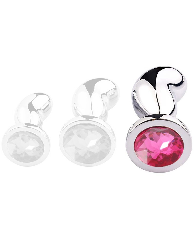Plug bijou Bean Silver L 9 x 3.5cm Rose sextoys et accessoires sur La Boutique du Hard