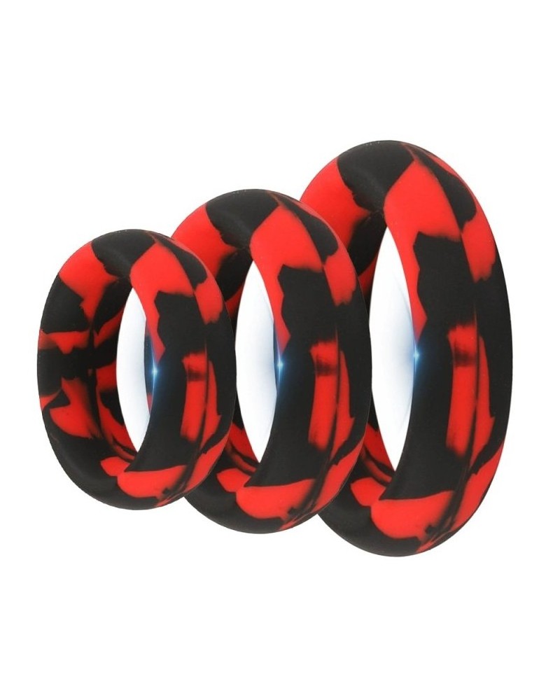 Pack 3 Cockrings Silimix Rouge-Noir sextoys et accessoires sur La Boutique du Hard