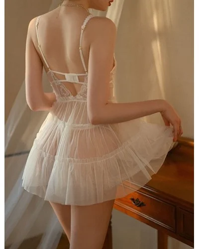 Nuisette en Dentelle Fancybeauty Blanche sextoys et accessoires sur La Boutique du Hard