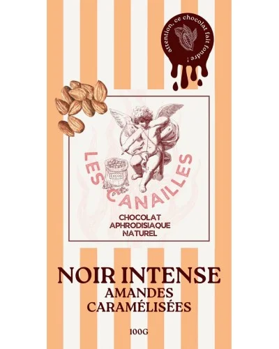 Tablette de Chocolat Aphrodisiaque Noir Intense Amandes Caramélisées 100g sextoys et accessoires sur La Boutique du Hard