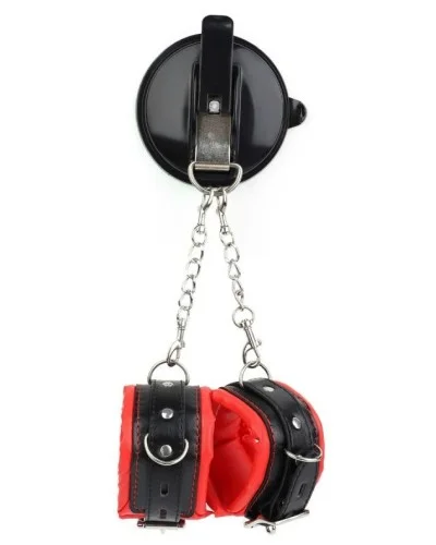 Menottes avec Ventouse Strongcup Rouges sextoys et accessoires sur La Boutique du Hard