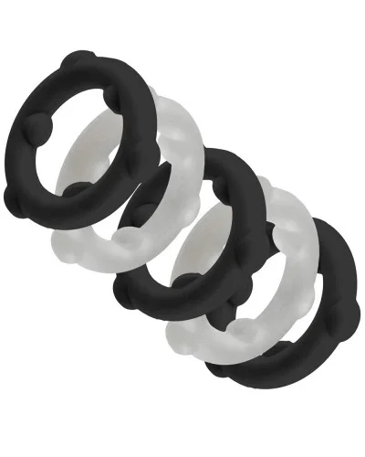 Lot de 5 Cockrings Spinner 25 mm Noir-Blanc sextoys et accessoires sur La Boutique du Hard