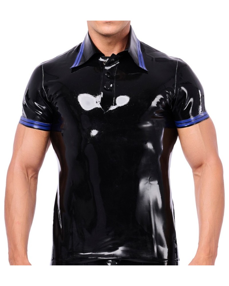 Polo en latex Xrub Noir-Bleu sextoys et accessoires sur La Boutique du Hard