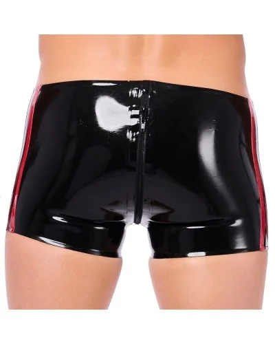 Short en latex Xrub avec Zip Avant/Arrière Noir-Rouge sextoys et accessoires sur La Boutique du Hard