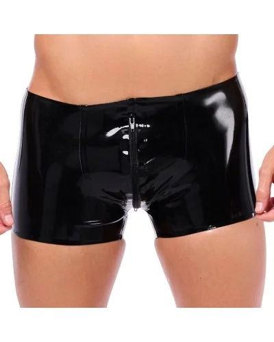 Short en latex Xrub avec zip Avant/Arrière Noir-Bleu sextoys et accessoires sur La Boutique du Hard
