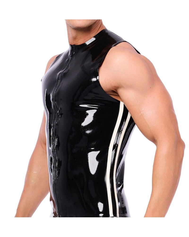 Débardeur en latex Xrub avec zip Noir-Blanc sextoys et accessoires sur La Boutique du Hard