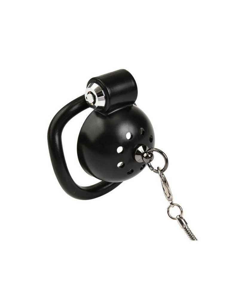 Cage avec laisse Round Leash 4 x 3.5 cm Noire sextoys et accessoires sur La Boutique du Hard