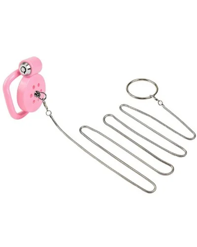 Cage avec laisse Leashidy 2.5 x 3.8 cm Rose sextoys et accessoires sur La Boutique du Hard