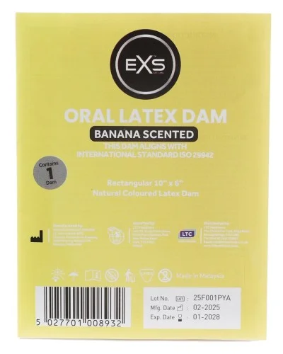 Digue orale en latex 10 x 6 cm Banane sextoys et accessoires sur La Boutique du Hard