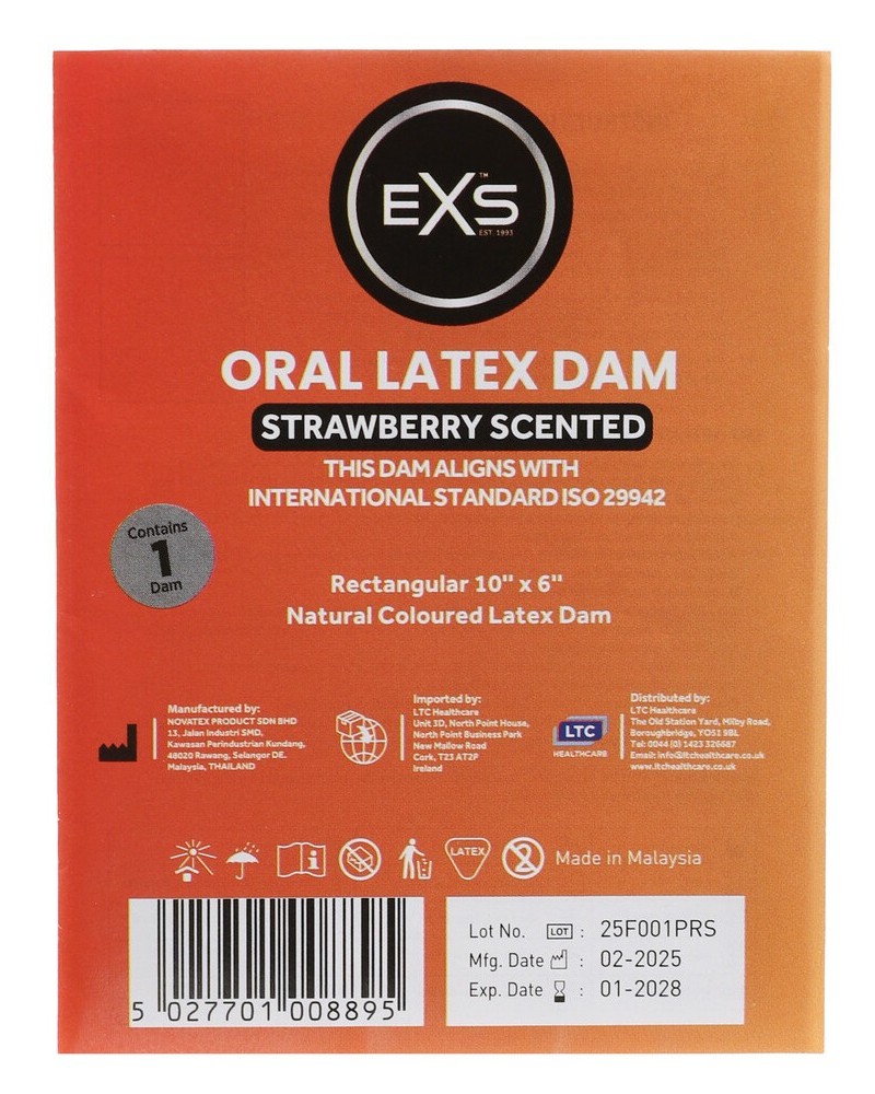 Digue orale en latex 10 x 6 cm Fraise sextoys et accessoires sur La Boutique du Hard