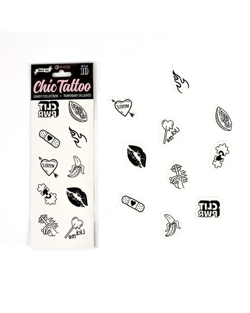 Set de 10 tatouages éphémères Candy Collection sextoys et accessoires sur La Boutique du Hard