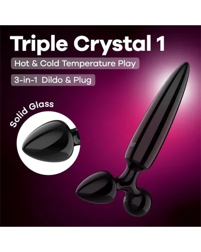 Plug en verre Triple crystal 1 Noir 14 x 3cm sextoys et accessoires sur La Boutique du Hard
