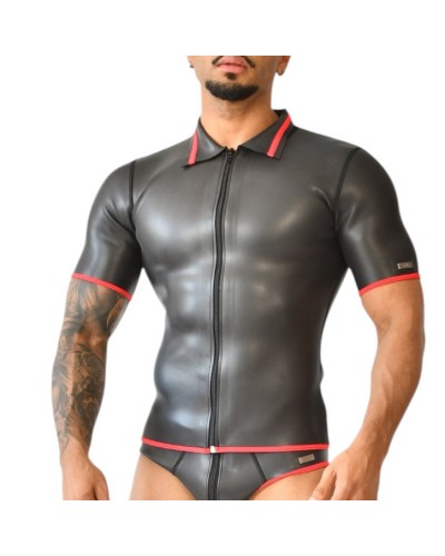 Polo en néoprène Xrub avec Zip Noir-Rouge