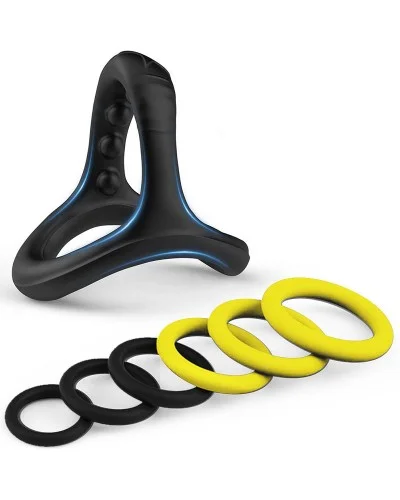 Pack 7 Cockrings Full Erect Noir-Jaune