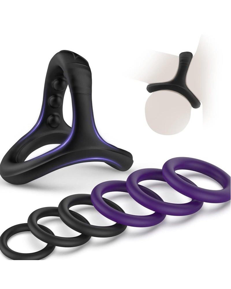 Pack 7 Cockrings Full Erect Noir-Violet