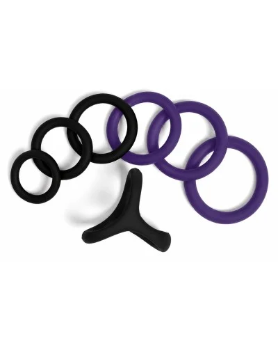 Pack 7 Cockrings Full Erect Noir-Violet