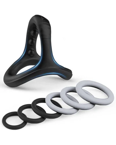 Pack 7 Cockrings Full Erect Noir-Gris