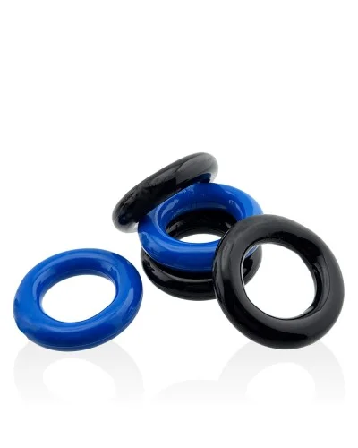 Lot de 5 Cockrings étirables Jacker 5-Stack 22mm Noir-Bleu