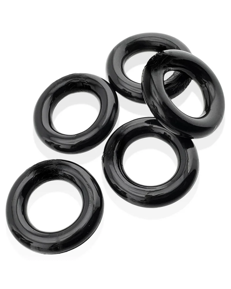 Lot de 5 Cockrings étirables Jacker 5-Stack 22mm Noirs