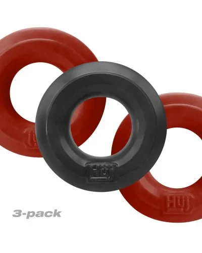 Cockrings Silicone Huj x3 25 mm Rouge-Noir