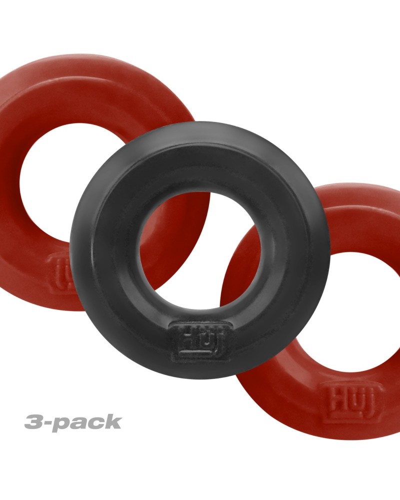 Cockrings Silicone Huj x3 25 mm Rouge-Noir