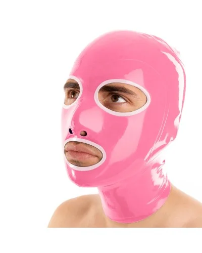 Cagoule en latex Outline Rose-blanc