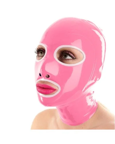 Cagoule en latex Outline Rose-blanc