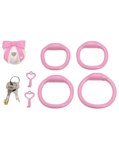 Cage Bowis 5 x 3 cm Blanche - Anneaux roses