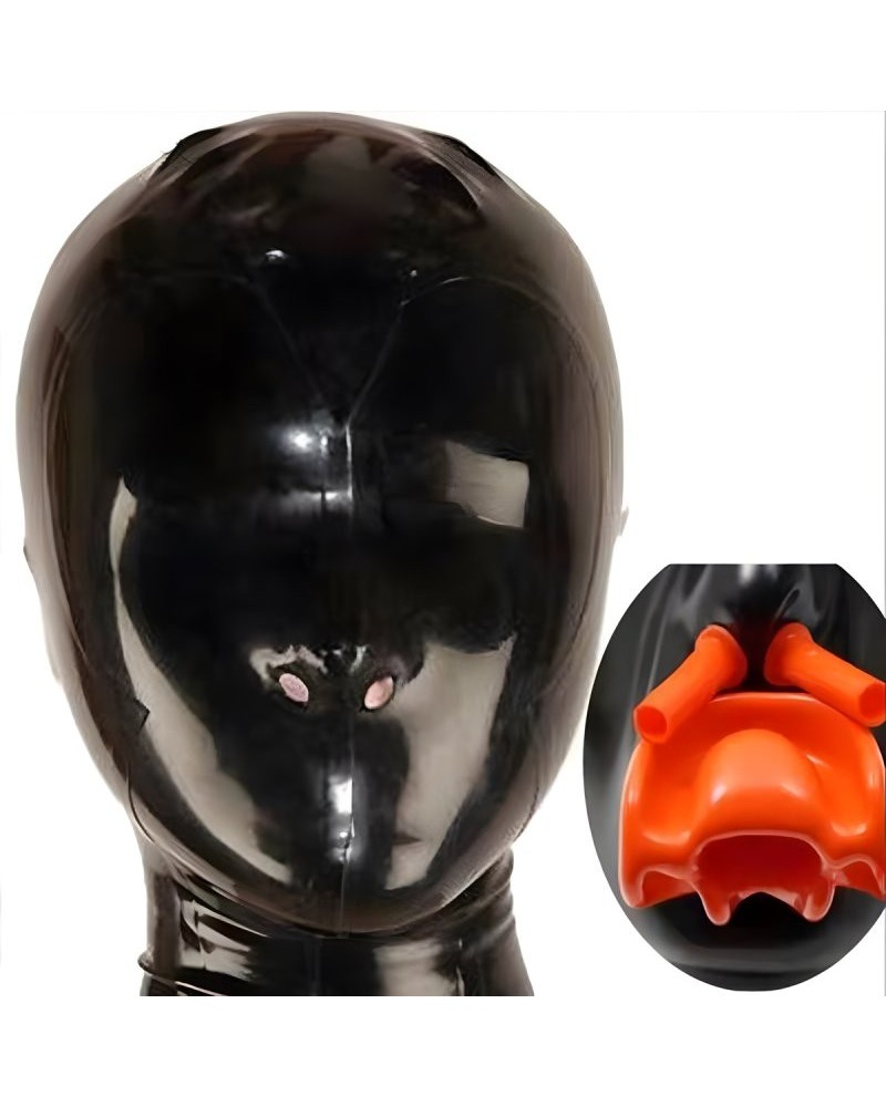Cagoule en latex avec Bâillon Ultima Gag Noire