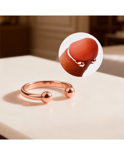 Anneau de gland 2 Boules Open Ball 8mm Rose cuivré