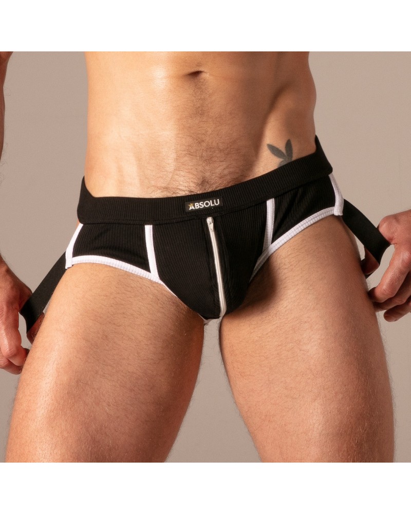 Jockbrief Rib Zip Noir