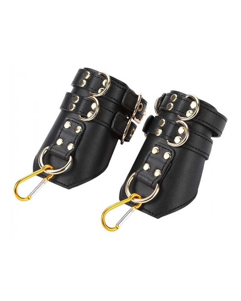 Poignets De Contrainte Simili Cuir Noir - Binder Bras Bondage - Neuf